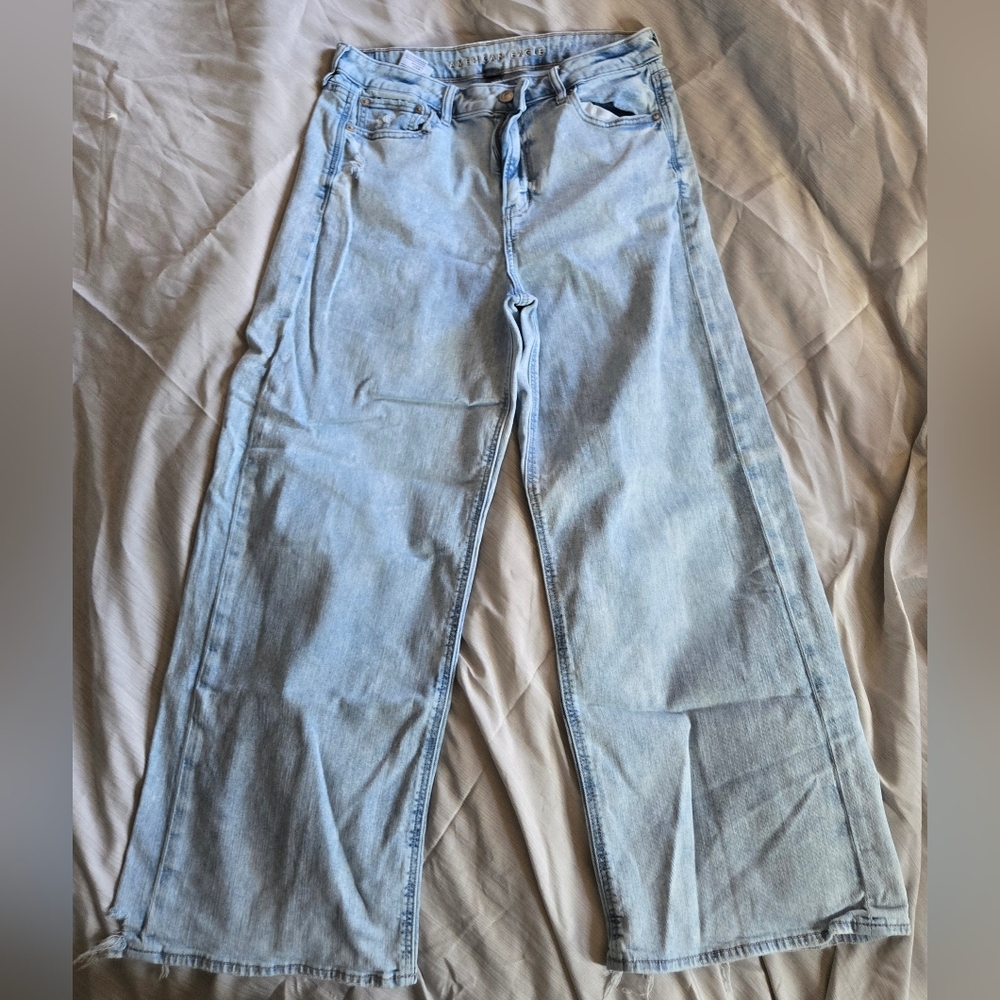 American Eagle Outfitters Light Blue Baggy Wide Leg Jeans